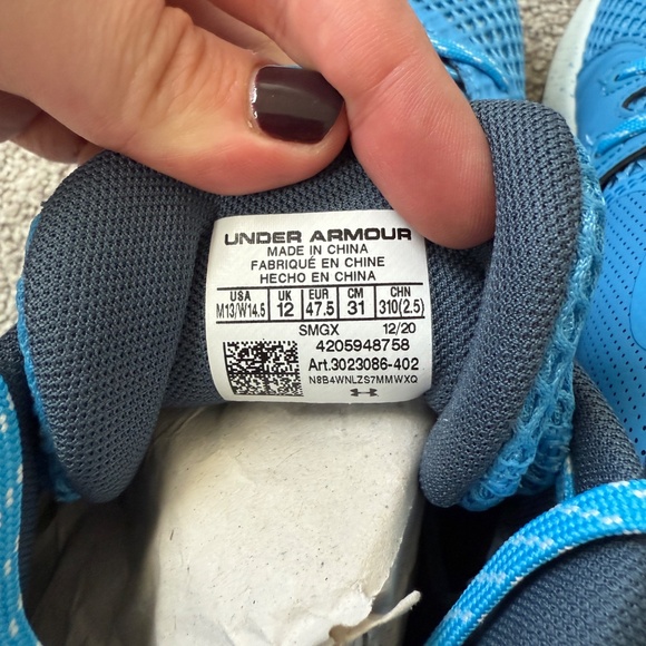 NEW with Flaws Under Armour Men's Embiid One 23.11.3 Blue and White Sneakers 13 - Picture 6 of 8